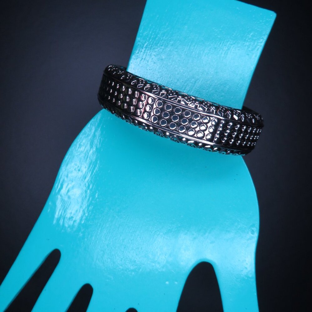 Silver Metal Hinged Bangle - image 3